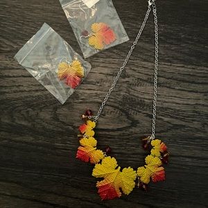 Fall leaf necklace & earrings